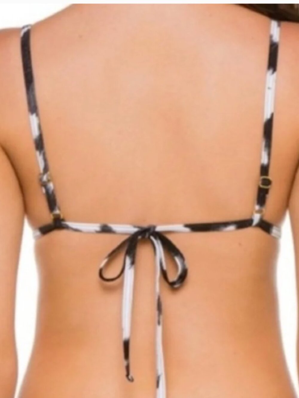 New! WeWoreWhat Leigh Cowhide Bikini Top Black and White - Picture 2 of 9